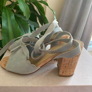 Blue Suede / Cork Tie-up Sandals!